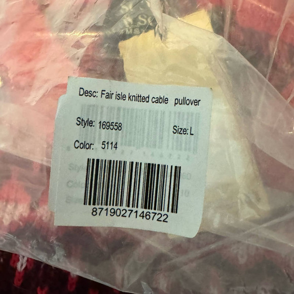 Scotch and Soda Red Cable Knit Fair Isle Sweater Pullover NEW Size Large - Picture 9 of 9